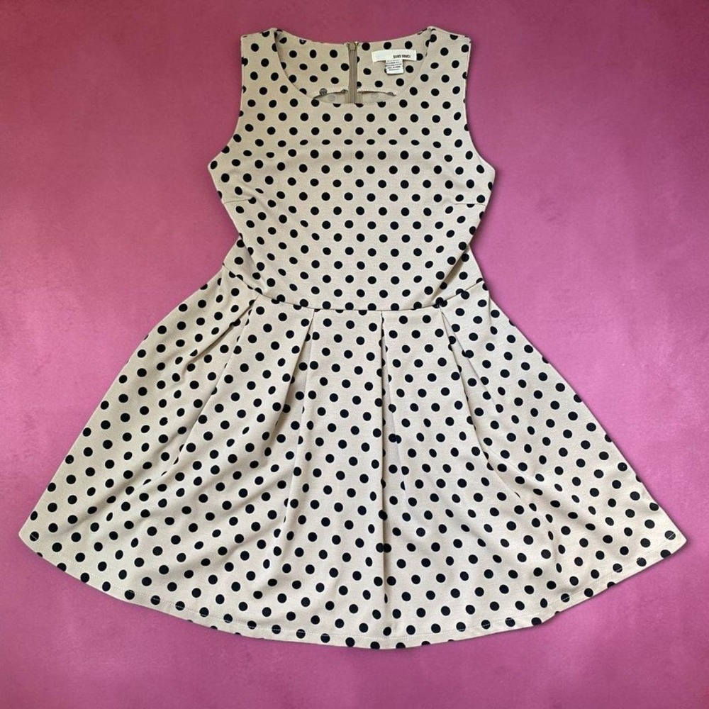 Vintage Inspired Polka Dot Fit and Flare Dress XL Sleeveless Retro Coquette